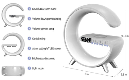 4 In 1 Draadloze Nachtlampje Lamp Bluetooth Speaker Wekker Snel Opladen