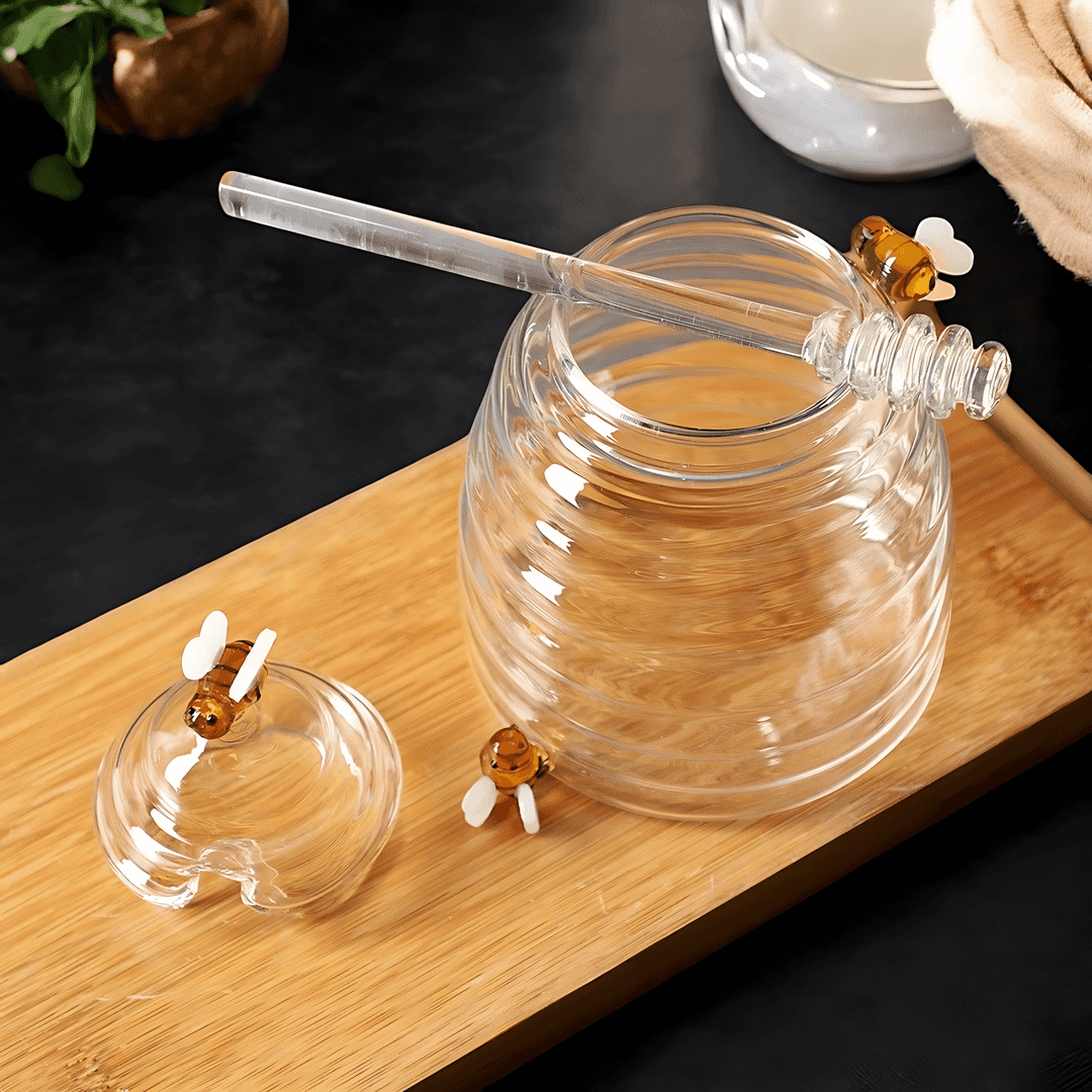 Honingpot Olieverdeler met Roerstaaf en Deksel
