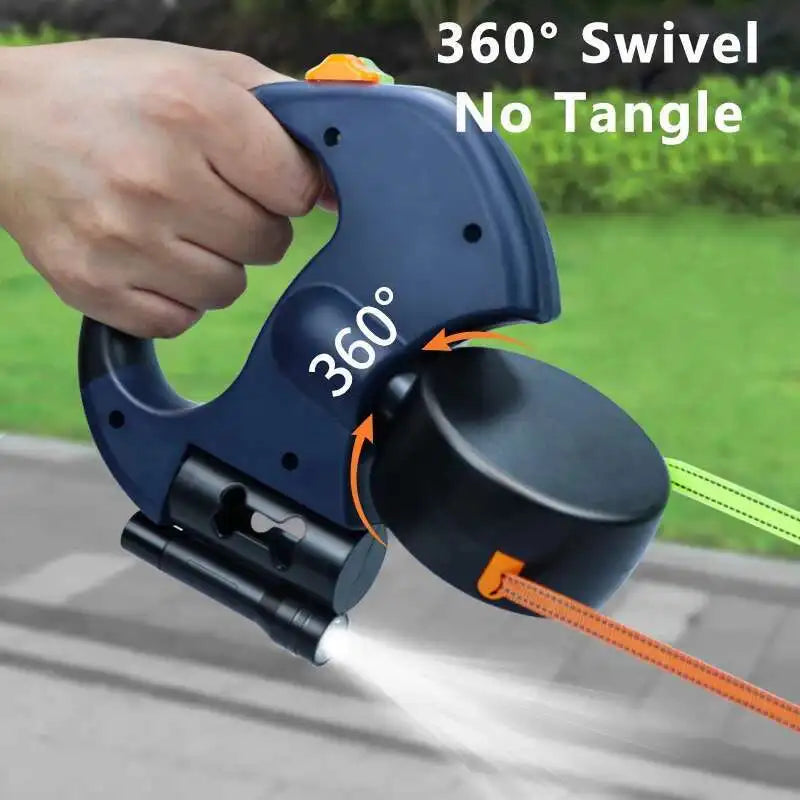 Auto Retractable Dubbele Hondenriem met Zaklamp