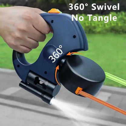Auto Retractable Dubbele Hondenriem met Zaklamp