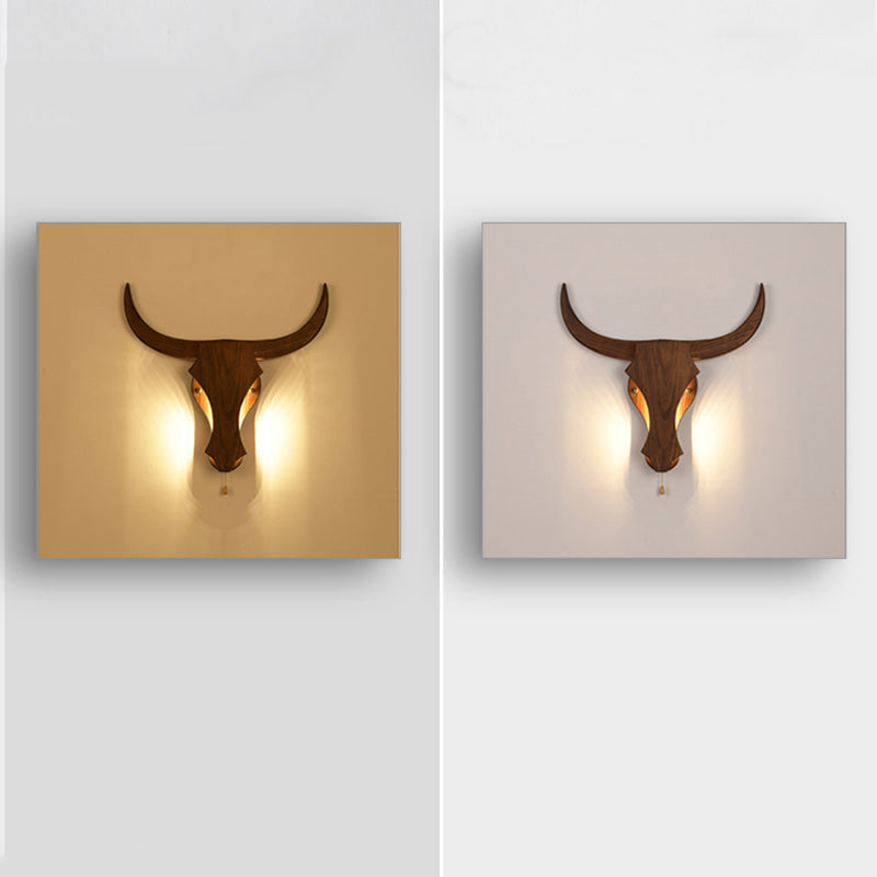 Rustieke Houten Koe Kop Lamp