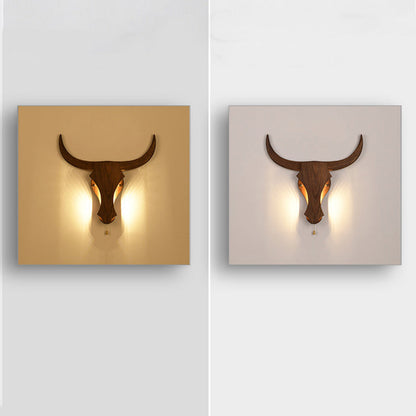 Rustieke Houten Koe Kop Lamp