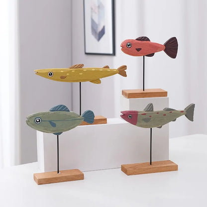 Handgemaakte Houten Vissculptuur