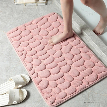 Antislip badmat met reliëfpatroon van kasseien