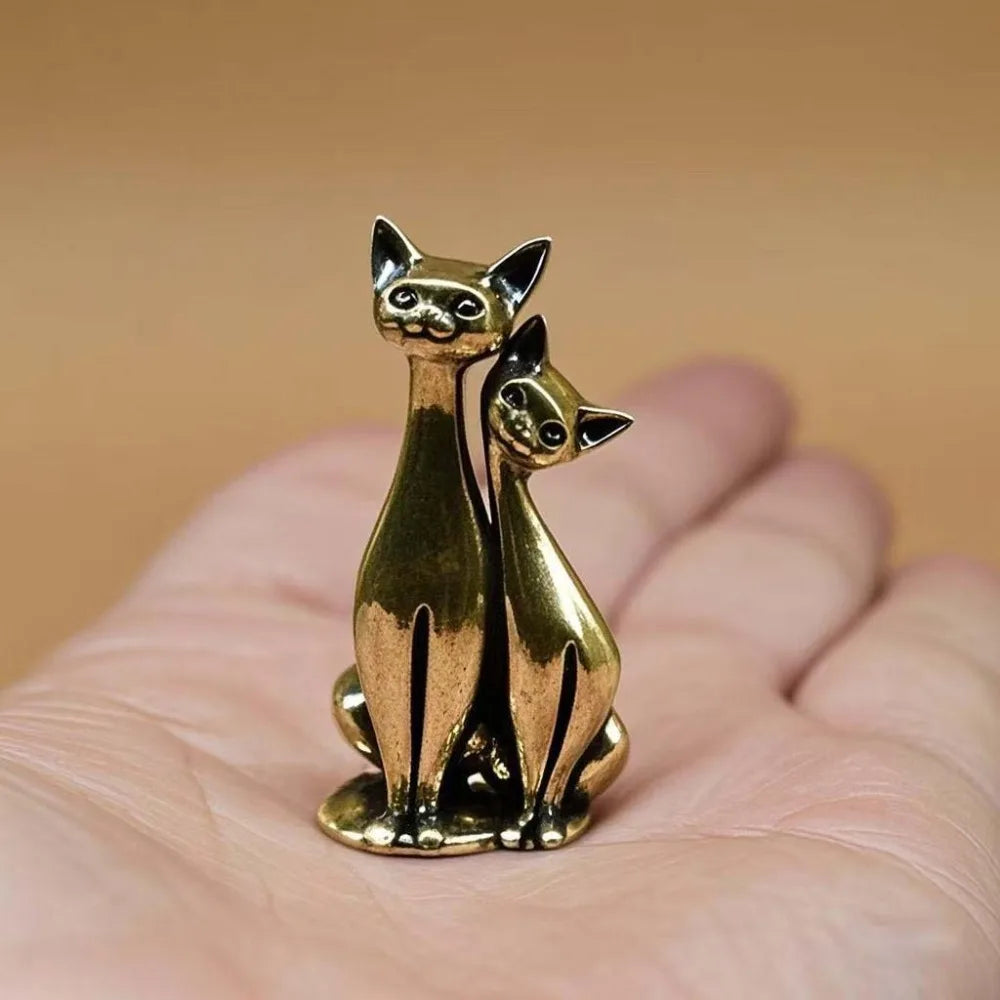 Liefdeskoppel Kat Beeldje Vintage Brons
