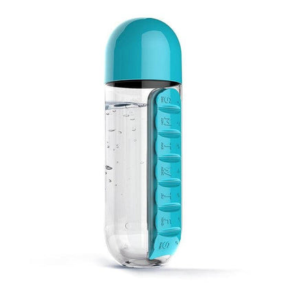 Waterfles met Pillendoos – 2-in-1 Medicijnhouder