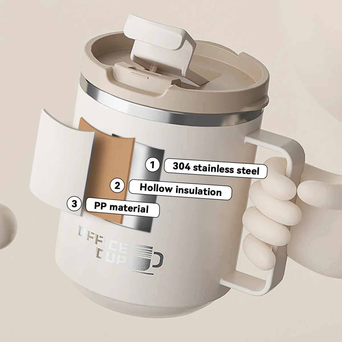 Thermo Koffiemok Met Handvat RVS