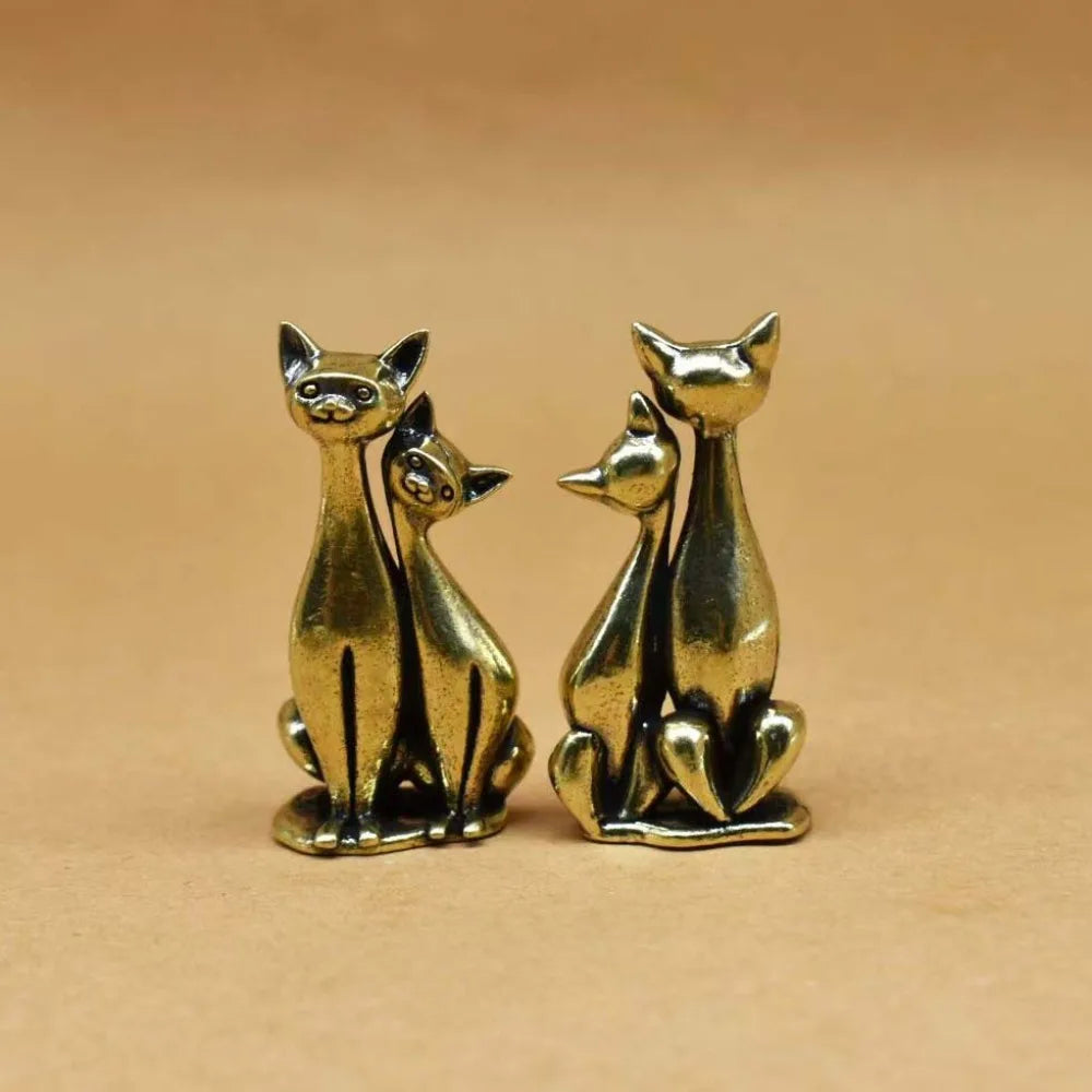 Liefdeskoppel Kat Beeldje Vintage Brons