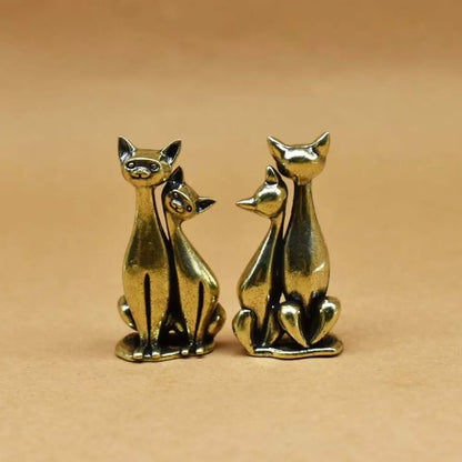 Liefdeskoppel Kat Beeldje Vintage Brons