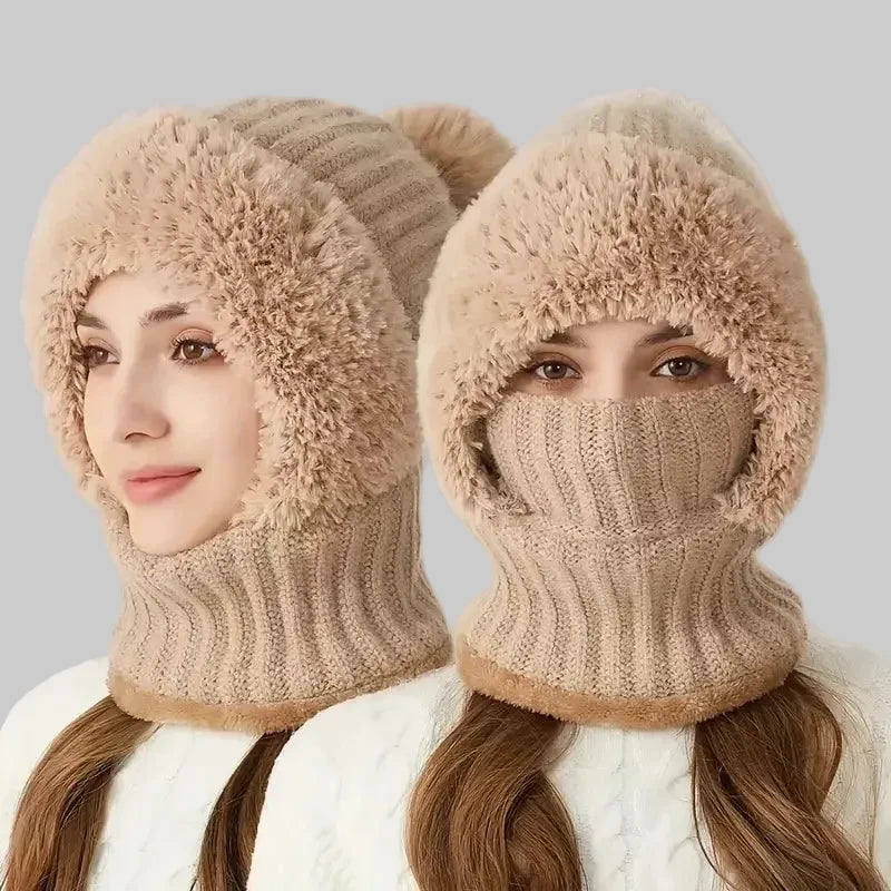 Warme Fleece Muts met Nekwarmer