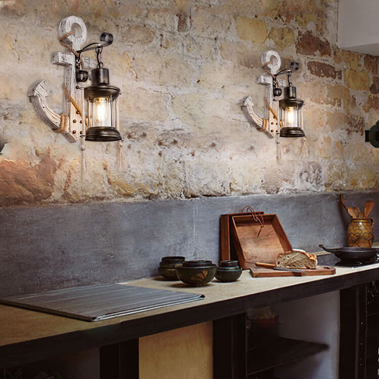 Robuuste Houten Ankerlamp