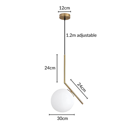 Metalen glazen bol hanglamp