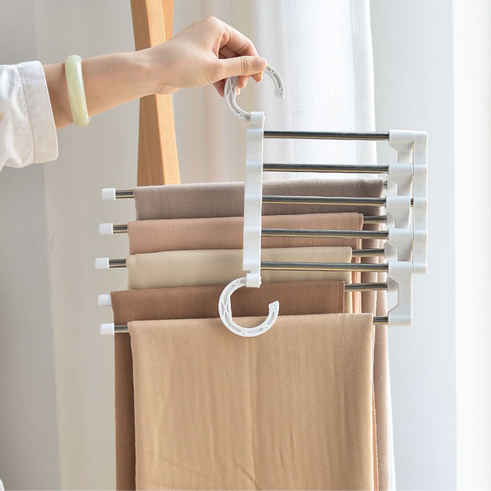 Multifunctioneel opbergrek verstelbare broekenhanger 5-in-1