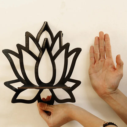 Houten Lotus Hoekplank Organizer Aroma Kaars Etalage