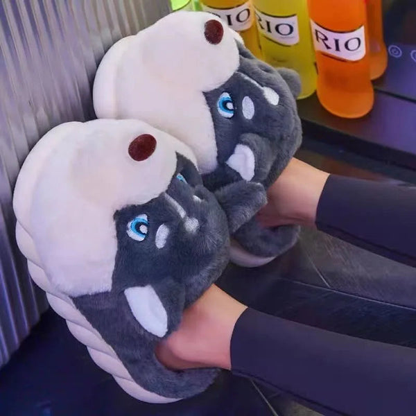 Fluffy Huskies Pantoffels