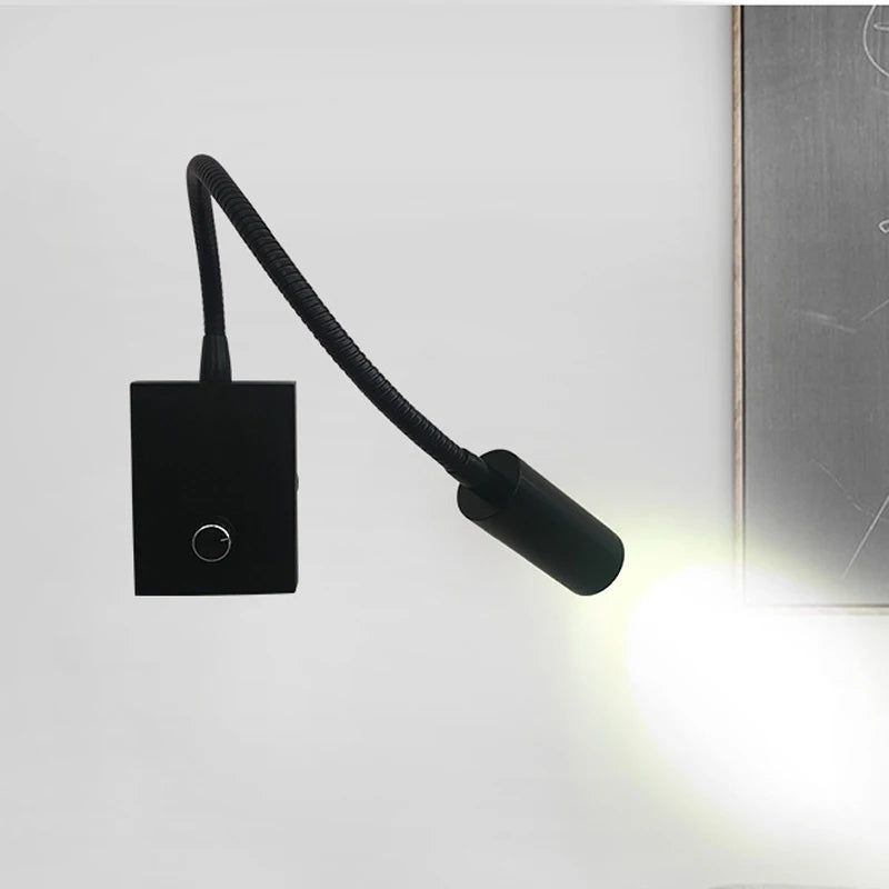 LED Wandlamp 3W – Zwart | Flexibele Bedlamp met Schakelaar – 220V Binnenverlichting