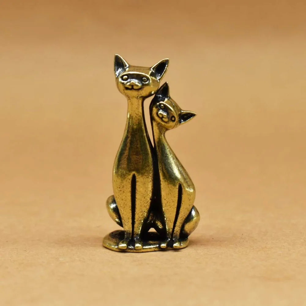 Liefdeskoppel Kat Beeldje Vintage Brons