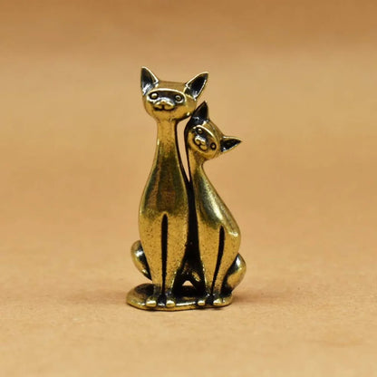 Liefdeskoppel Kat Beeldje Vintage Brons