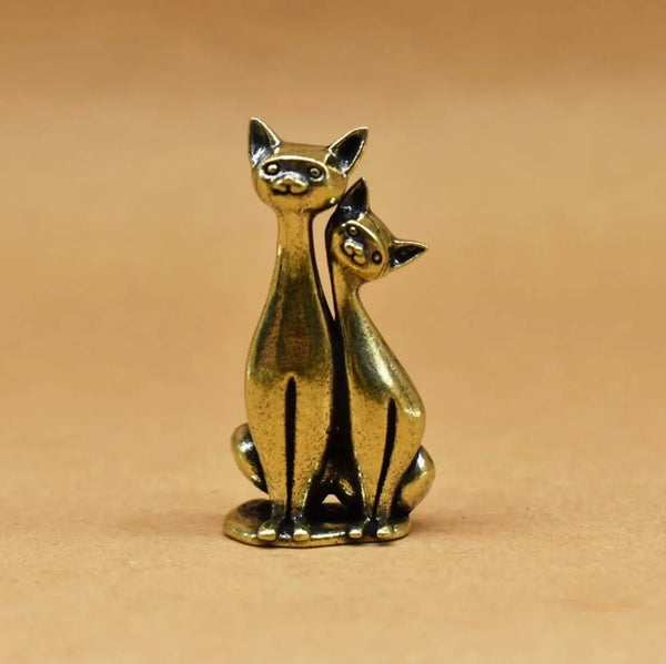 Liefdeskoppel Kat Beeldje Vintage Brons