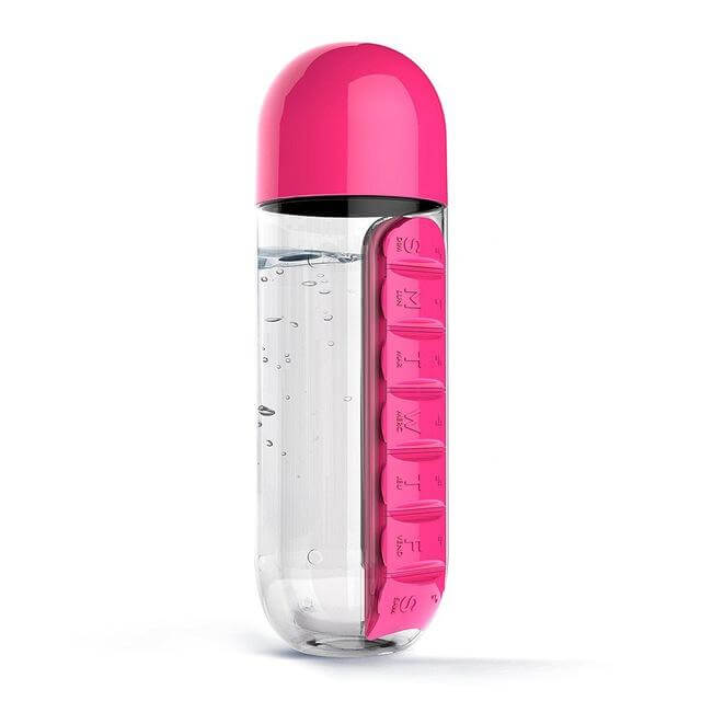 Waterfles met Pillendoos – 2-in-1 Medicijnhouder