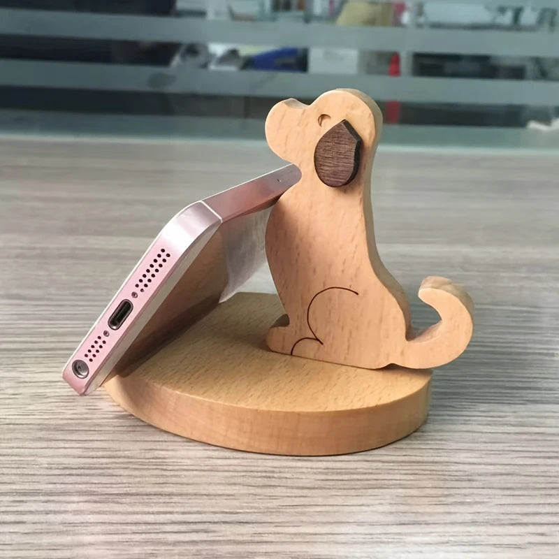 Houten Hond Telefoonstandaard
