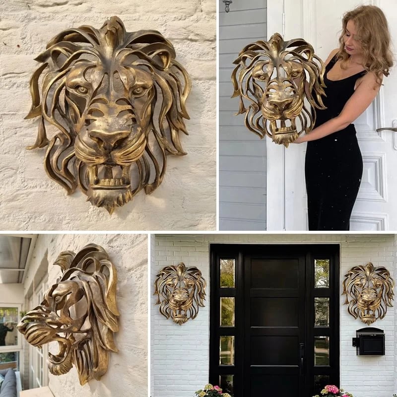 Gouden Leeuwenkop Muurdecoratie
