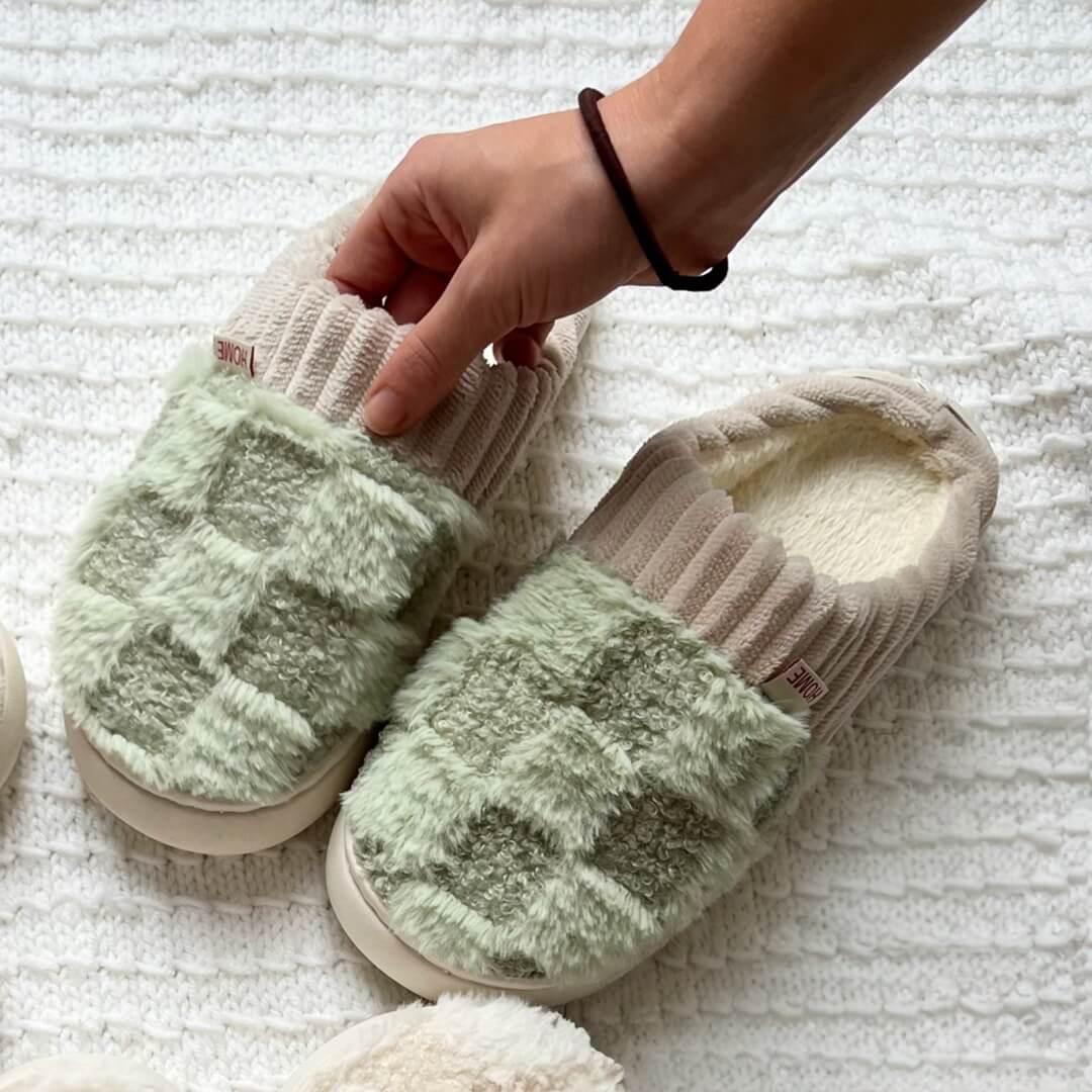 Winter Teen Wrap Warme geruite Katoenen Pantoffels
