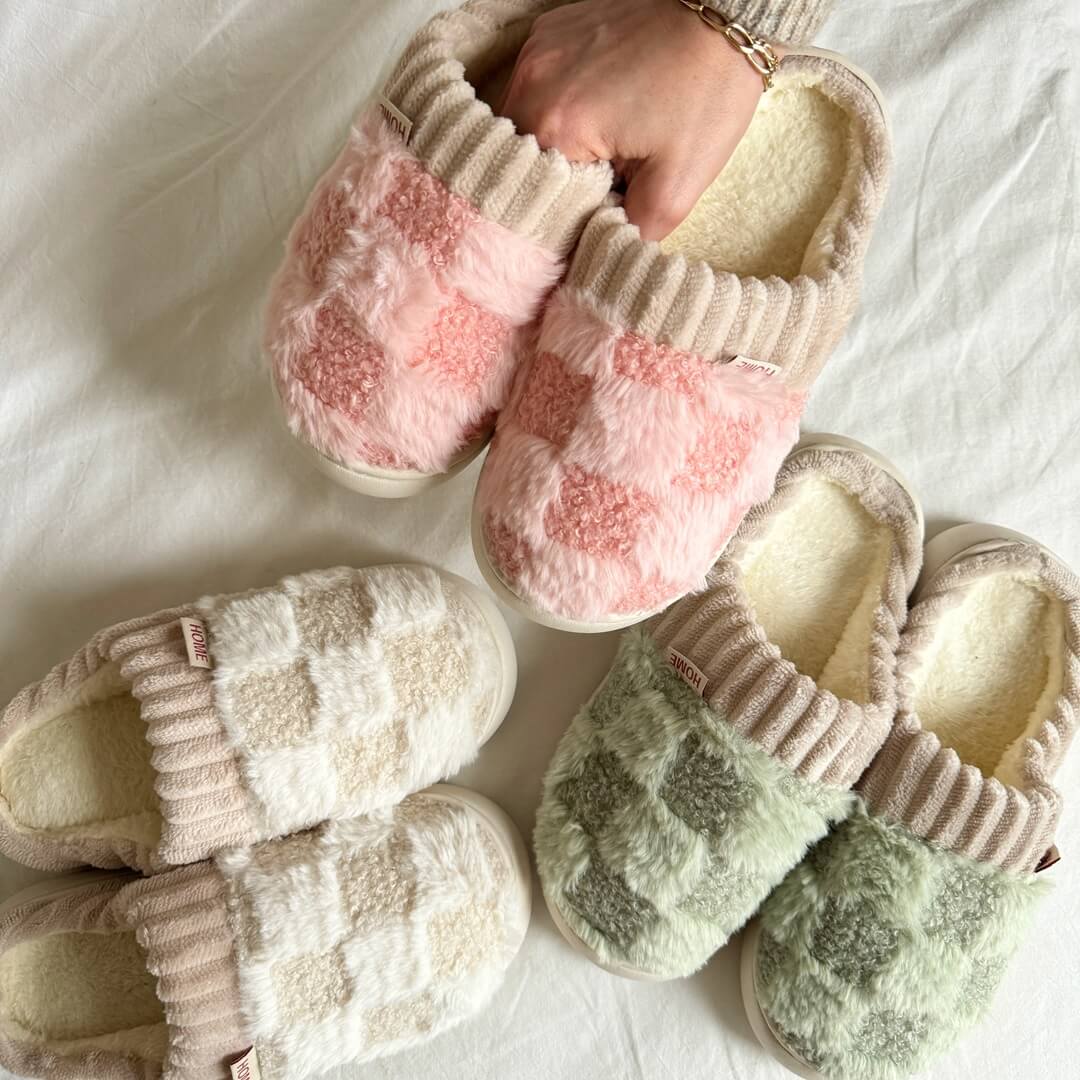 Winter Teen Wrap Warme geruite Katoenen Pantoffels