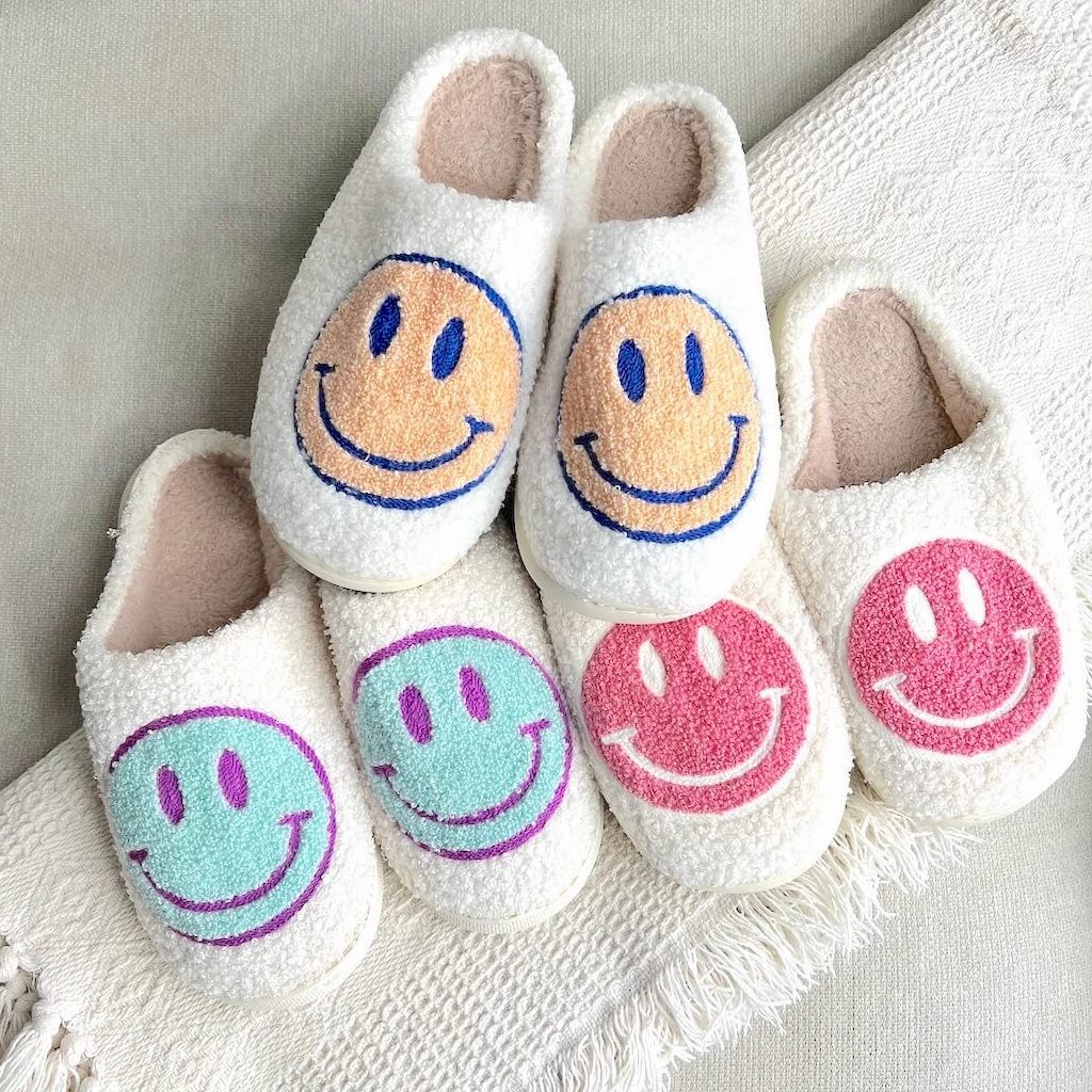 Smiley Gelukkig Gezicht Katoenen Pantoffels Schoenen Antislip