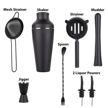 Stijlvolle Matzwarte Cocktail Shaker Set