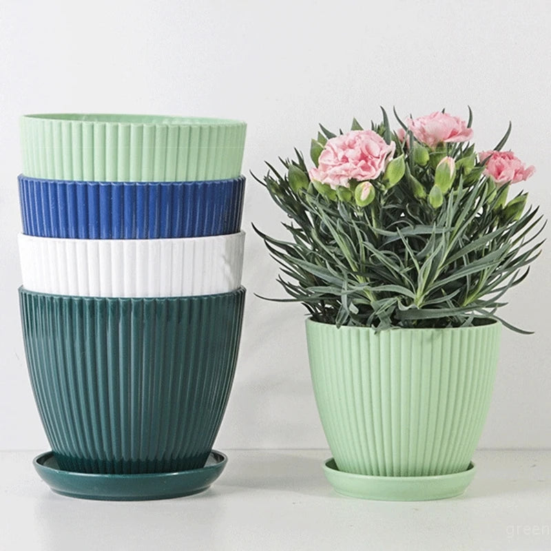 Kleurrijke Bloempotten met Schotel