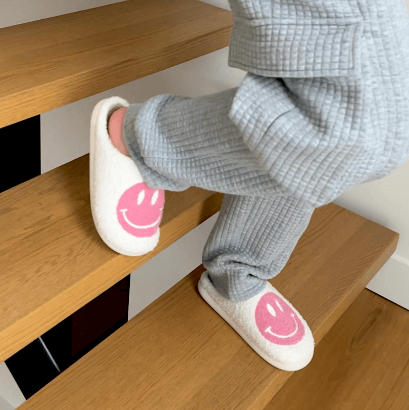 Smiley Gelukkig Gezicht Katoenen Pantoffels Schoenen Antislip