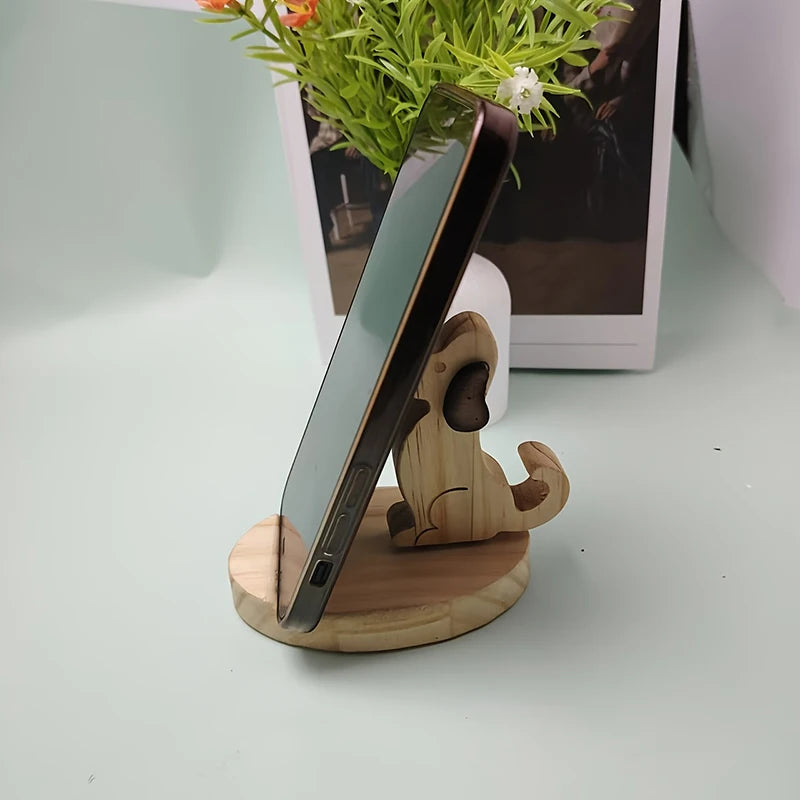 Houten Hond Telefoonstandaard