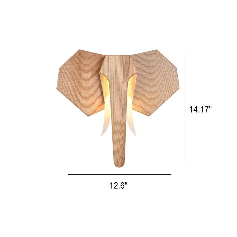Houten Olifant Wandlamp