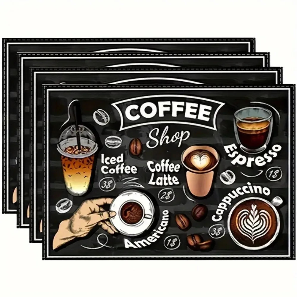 Retro Koffiepatroon Placemats 4 Stukken