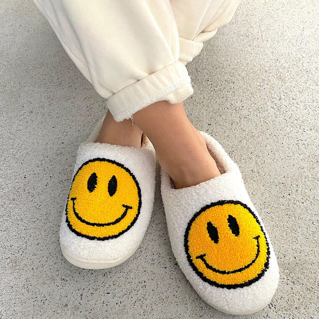Smiley Gelukkig Gezicht Katoenen Pantoffels Schoenen Antislip