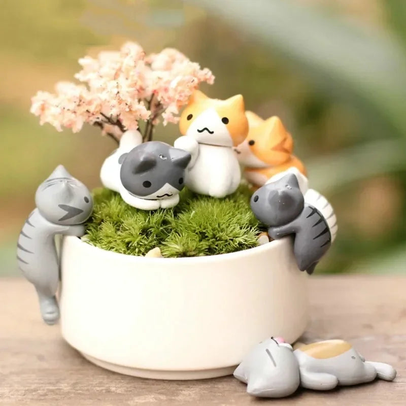 6-delige Gelukkige Kat Miniatuur Tuinset