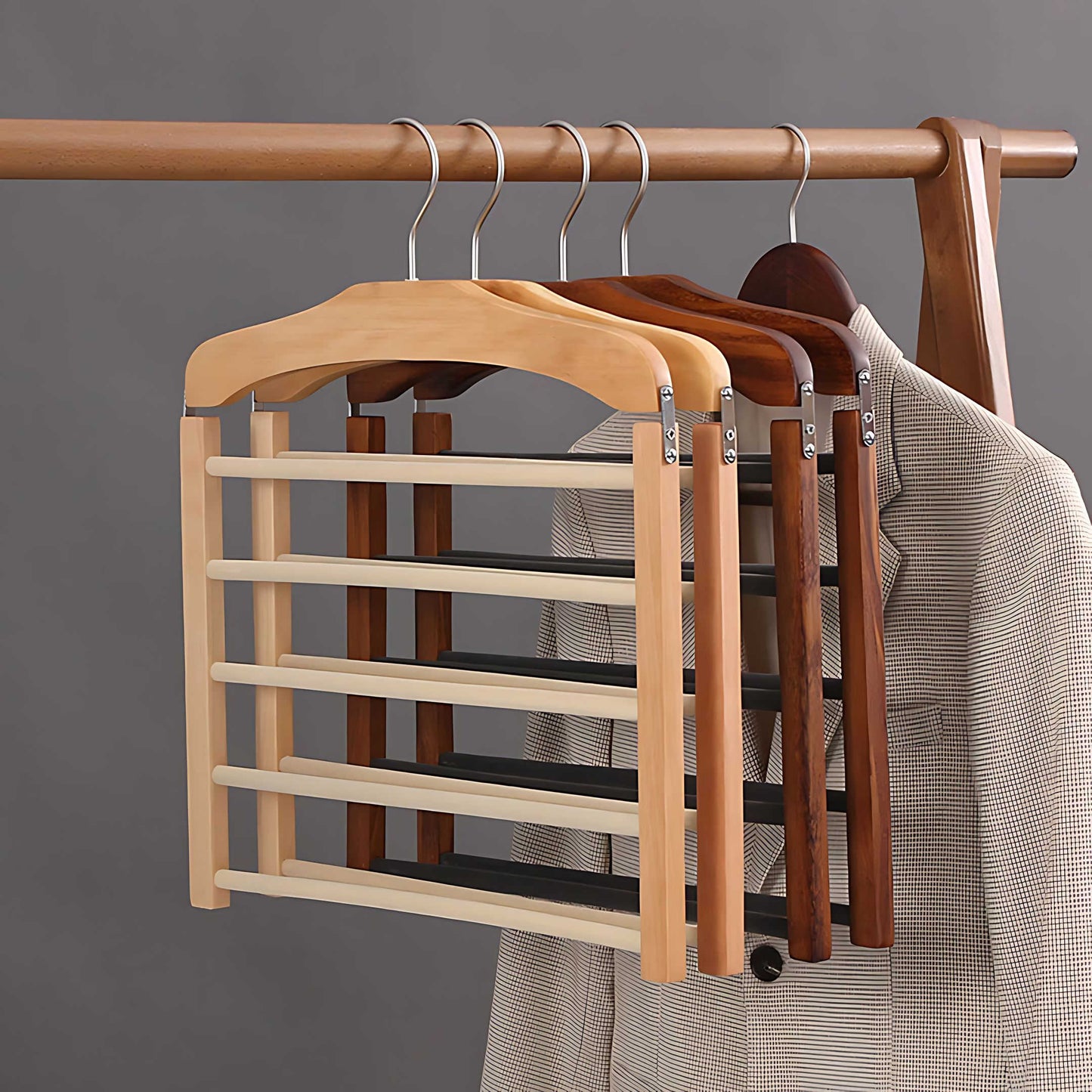 Massief Houten Broekengarderoberek Organizer