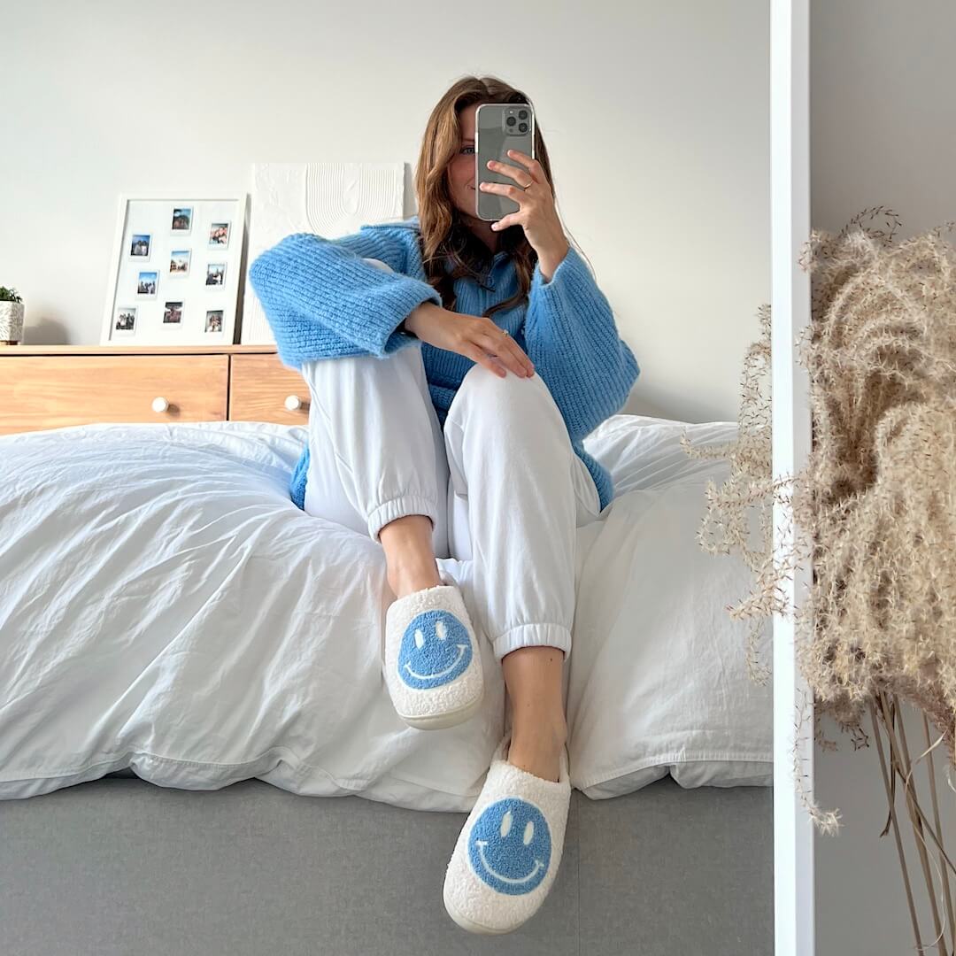 Smiley Gelukkig Gezicht Katoenen Pantoffels Schoenen Antislip