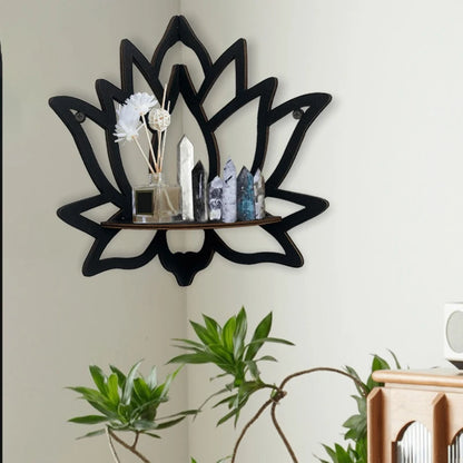 Houten Lotus Hoekplank Organizer Aroma Kaars Etalage