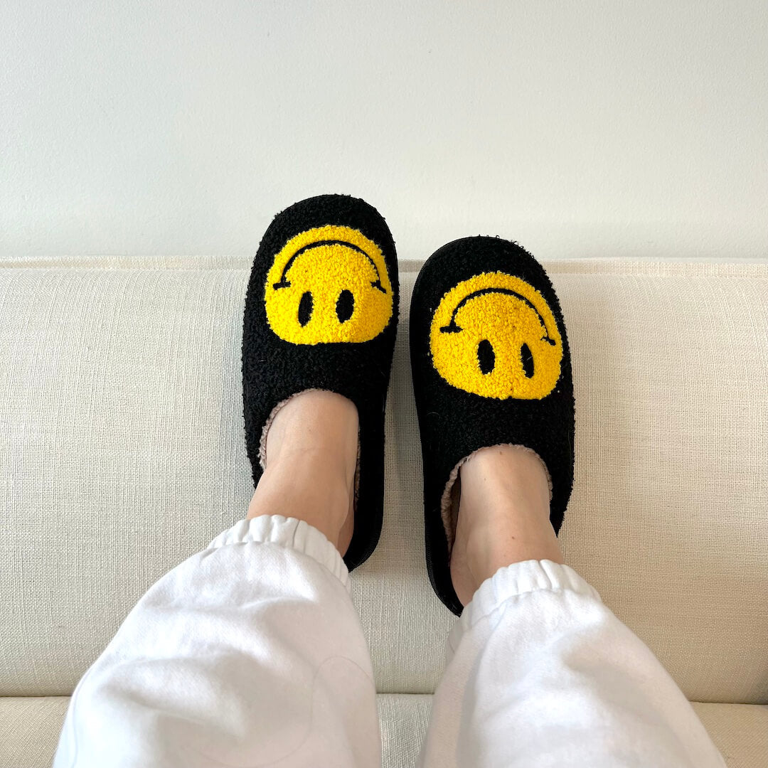 Smiley Gelukkig Gezicht Katoenen Pantoffels Schoenen Antislip