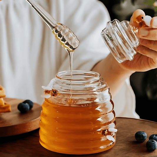 Honingpot Olieverdeler met Roerstaaf en Deksel