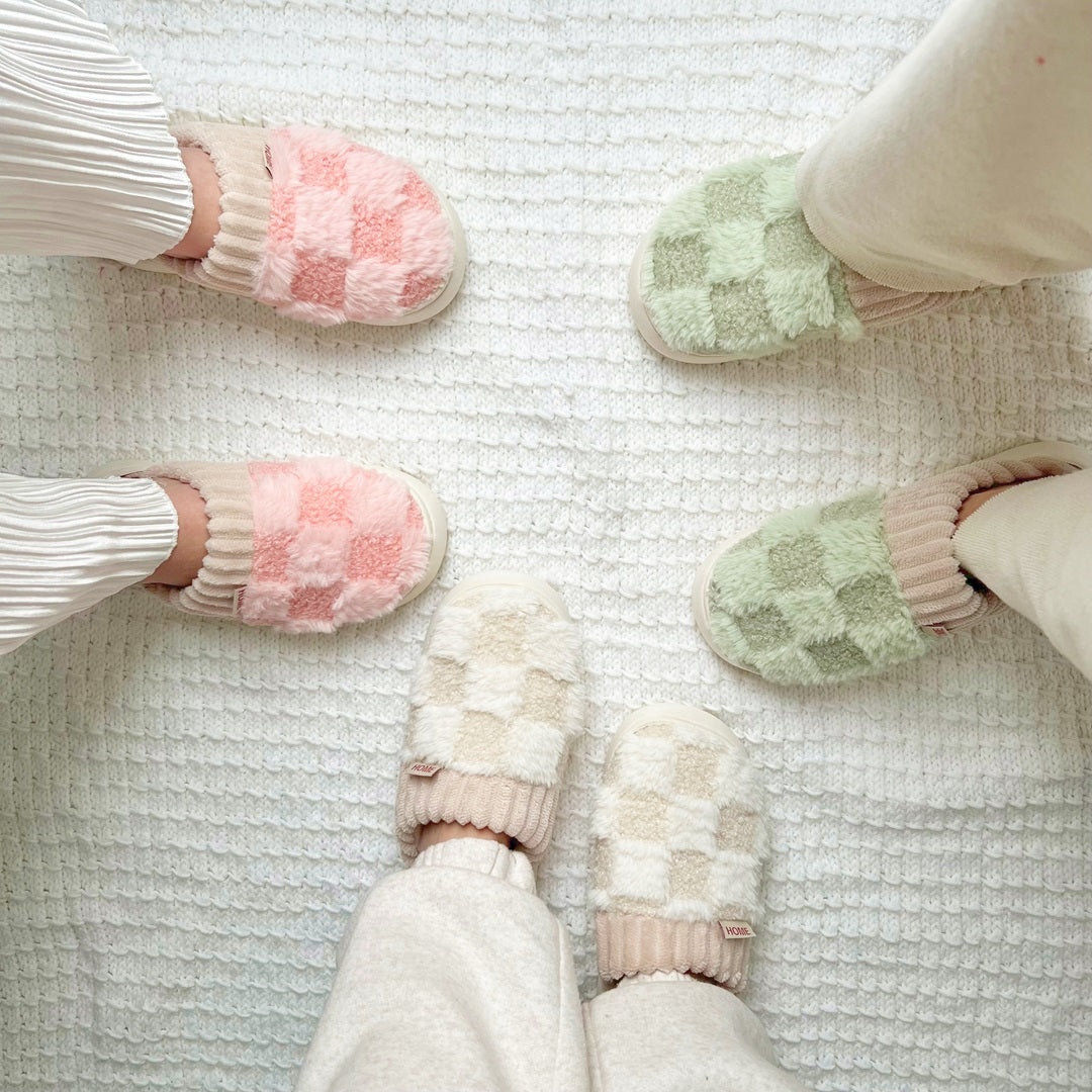 Winter Teen Wrap Warme geruite Katoenen Pantoffels