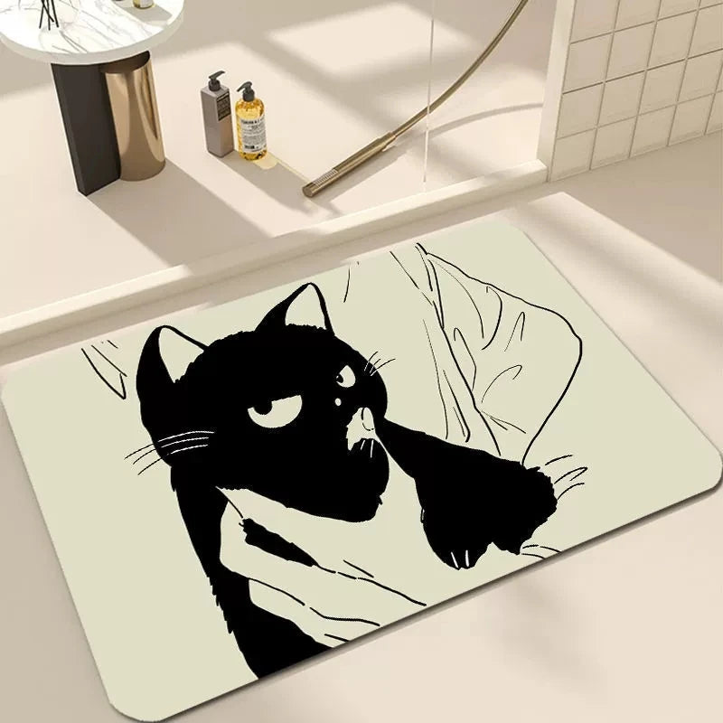 Welkom Kat Deurmat Zwart Gezellig