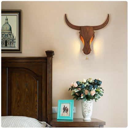 Rustieke Houten Koe Kop Lamp