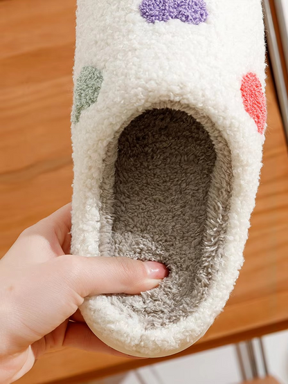 Schattige Kleur Hart Slippers Comfortabel Plat