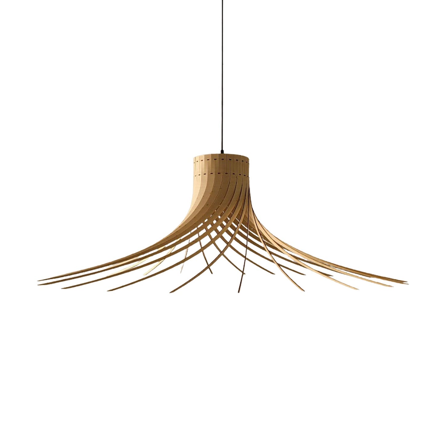 Rotond - Grote cirkelvormige hanglamp van natuurlijk hout, handgemaakt