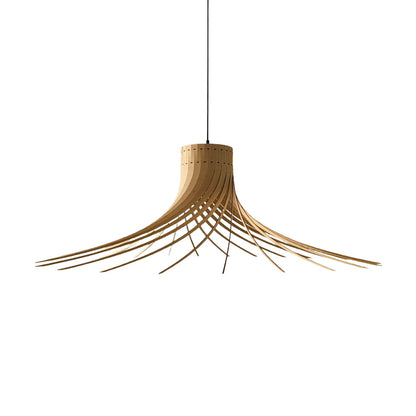 Rotond - Grote cirkelvormige hanglamp van natuurlijk hout, handgemaakt