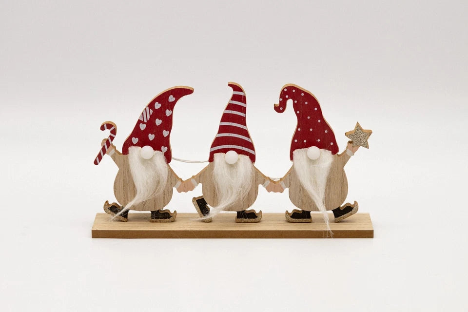 29 cm Houten Gonk Kerstman LED Bord