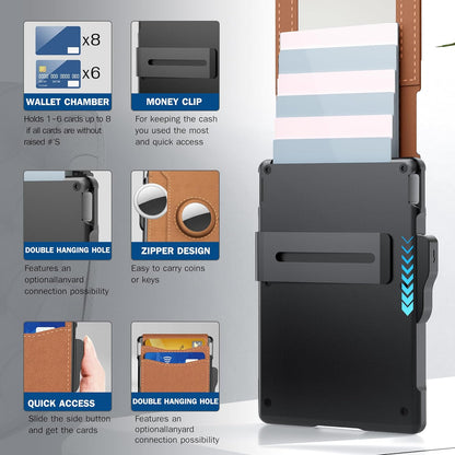 Anti - theft Aluminium Wallet Money Clip Credit Card Holder RFID Blocking Bifold Minimalist Wallet